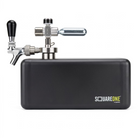 A Squareone portable keg and its attached chrome tap system.